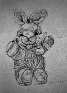 soft toy bunny, pencil drawing, drawing instructions, construction lines, ArtHenning