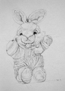 bunny drawing, pencil, drawing instructions, construction lines, ArtHenning
