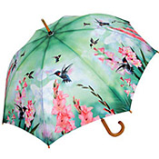 Bblue, green and pink hummingbird umbrella